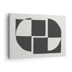 Quadro su tela - Stampe su Tela - Forme geometriche astratte in bianco e nero - 70x50cm - Antitesi - sintesi - Decorazione murale moderna per soggiorno e camera da letto ARTTOR