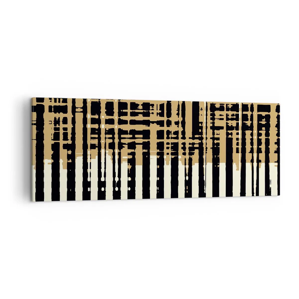 Quadro su tela - Stampe su Tela - Linee astratte in nero, beige e bianco - 140x50cm - Astrazione architettonica - Decorazione murale moderna per soggiorno e camera da letto ARTTOR
