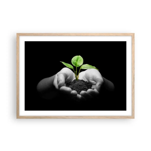 Poster in cornice rovere chiaro - Amo la natura, la proteggo - 70x50 cm