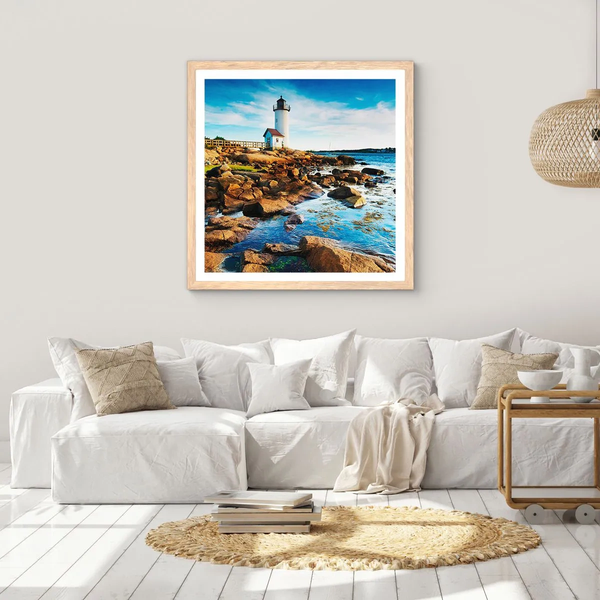 Poster in cornice rovere chiaro - Tornate sani e salvi, vi aspetto - 50x50 cm