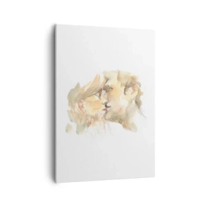 Quadro su tela - Stampe su Tela - Ritratto romantico ad acquerello di una coppia che si bacia - 50x70cm - Sarà l'anima gemella? - Decorazione murale moderna per soggiorno e camera da letto ARTTOR