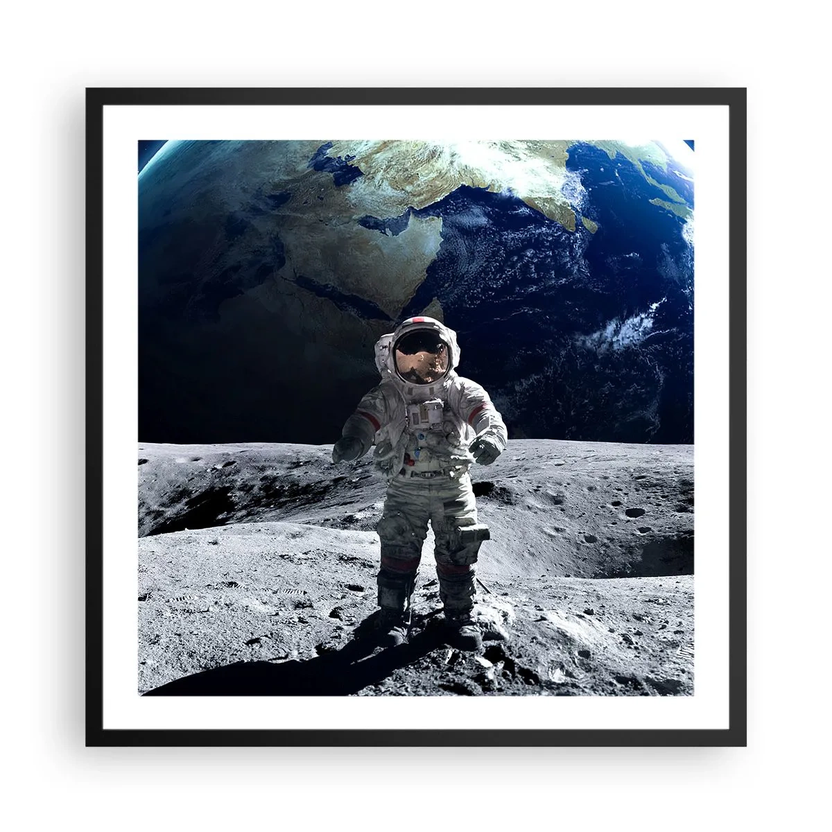 Poster in cornice nera - Saluti dalla luna - 60x60 cm