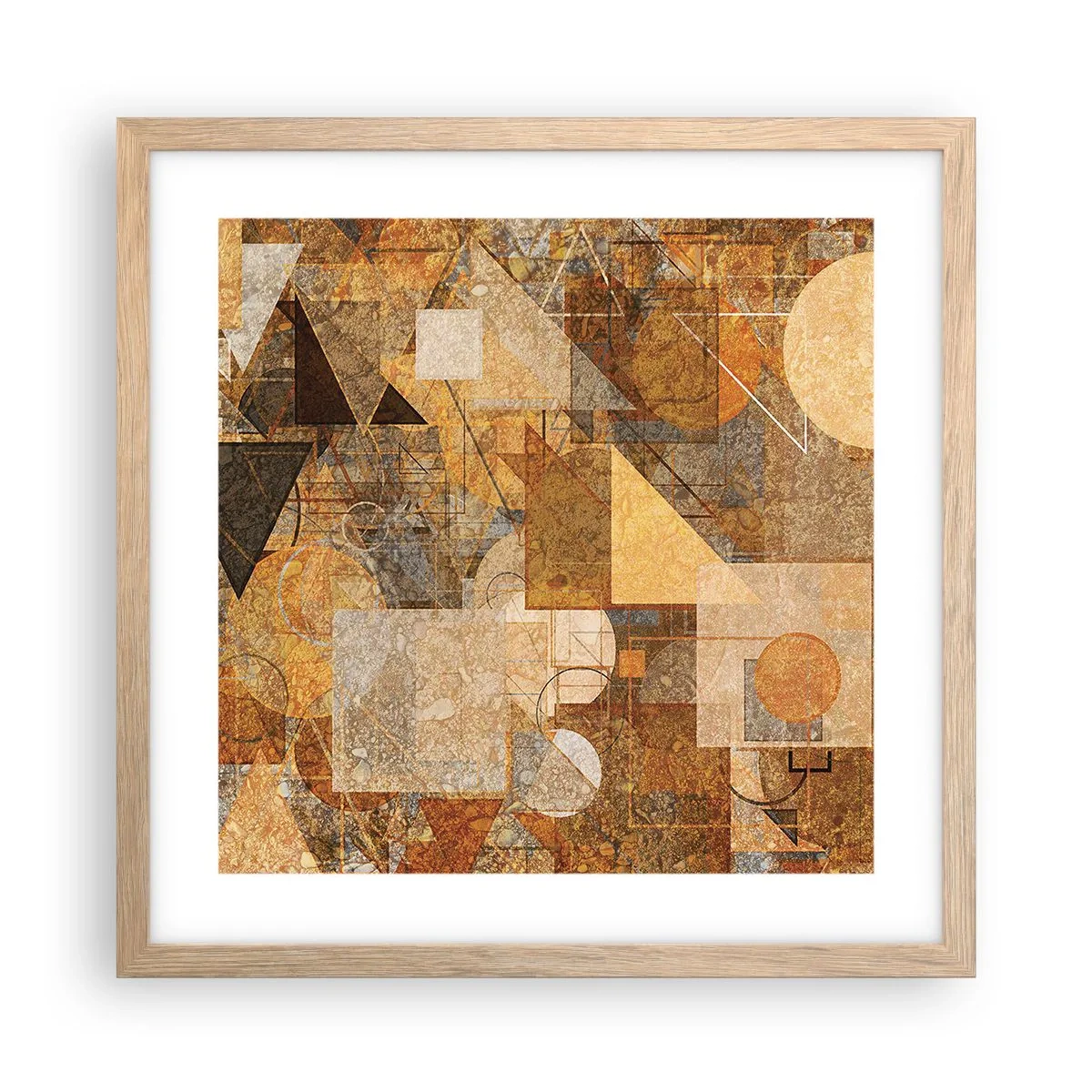 Poster in cornice rovere chiaro - Studio cubista in marrone - 40x40 cm