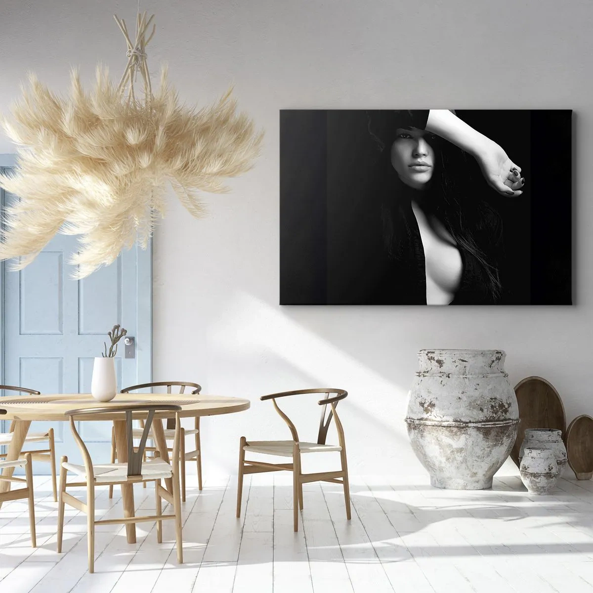 Quadro su tela - Stampe su Tela - Ritratto elegante di una donna in bianco e nero - 70x50cm - Scuola di seduzione - Decorazione murale moderna per soggiorno e camera da letto ARTTOR