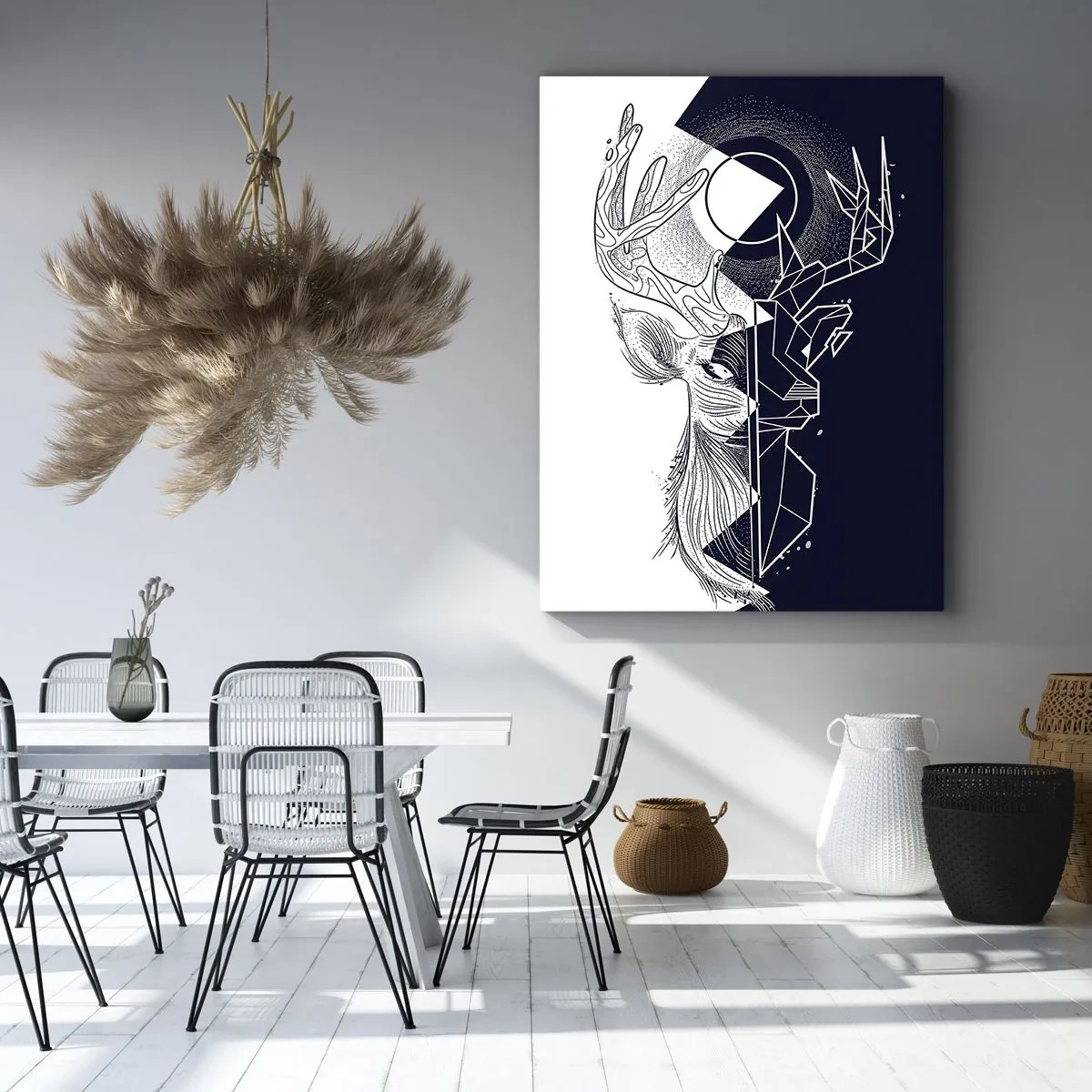 Quadro su tela - Stampe su Tela - Geometria e natura in una composizione simbolica - 80x120cm - Lotta e unità degli opposti - Decorazione murale moderna per soggiorno e camera da letto ARTTOR