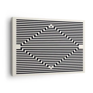 Quadro su tela - Stampe su Tela - Linee bianche e nere che creano un effetto di illusione geometrica - 70x50cm - Illusione geometrica - Decorazione murale moderna per soggiorno e camera da letto ARTTOR