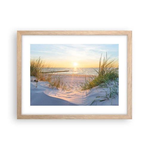 Poster in cornice rovere chiaro - Rumore del mare, uccelli che cantano, spiaggia selvatica tra i cespugli... - 40x30 cm