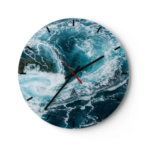 Orologio da parete - Orologio in Vetro - Onde dinamiche dell'oceano in tonalità turchesi - 30x30cm - La porta verso il centro della Terra - Decorazione murale moderna per soggiorno, cucina e camera da letto ARTTOR
