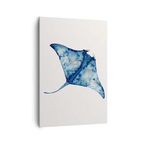 Quadro su tela - Stampe su Tela - Razza blu in stile acquerello su sfondo bianco - 70x100cm - Vita nel blu - Decorazione murale moderna per soggiorno e camera da letto ARTTOR