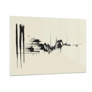 Quadro su vetro - Linee e punti neri dinamici su uno sfondo chiaro in stile astratto. - 120x80cm - Astrazione frettolosa - Decorazione murale moderna per soggiorno e camera da letto ARTTOR