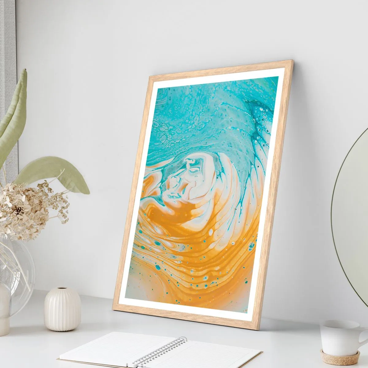 Poster in cornice rovere chiaro - Vortice pastello - 61x91 cm