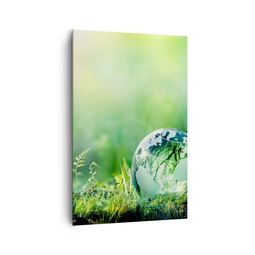 Quadro su tela - Stampe su Tela - Un globo di cristallo tra il verde della natura - 80x120cm - Pianeta verde - Decorazione murale moderna per soggiorno e camera da letto ARTTOR