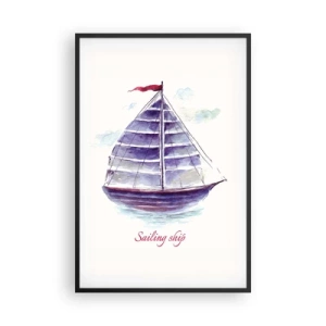 Poster in cornice nera - Gonfie vele e mare calmo - 61x91 cm