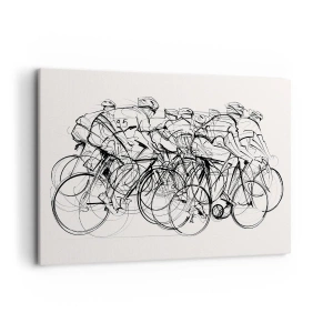 Quadro su tela - Stampe su Tela - Un gruppo di ciclisti in movimento in stile minimalista - 100x70cm - Insieme - Decorazione murale moderna per soggiorno e camera da letto ARTTOR