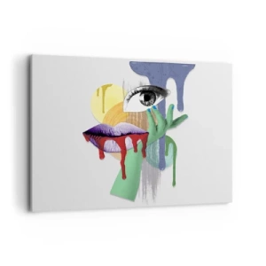 Quadro su tela - Stampe su Tela - Ritratto decostruito con elementi astratti - 100x70cm - Ritratto disintegrato - Decorazione murale moderna per soggiorno e camera da letto ARTTOR