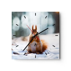 Orologio da parete - Orologio in Vetro - Uno scoiattolo in un paesaggio invernale - 30x30cm - Che cosa guardi? - Decorazione murale moderna per soggiorno e camera da letto ARTTOR