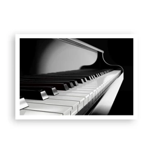 Poster - Tasti del pianoforte in un'elegante ripresa in bianco e nero - 100x70cm - Armonia di forme e colori - Decorazione murale moderna per soggiorno e camera da letto ARTTOR