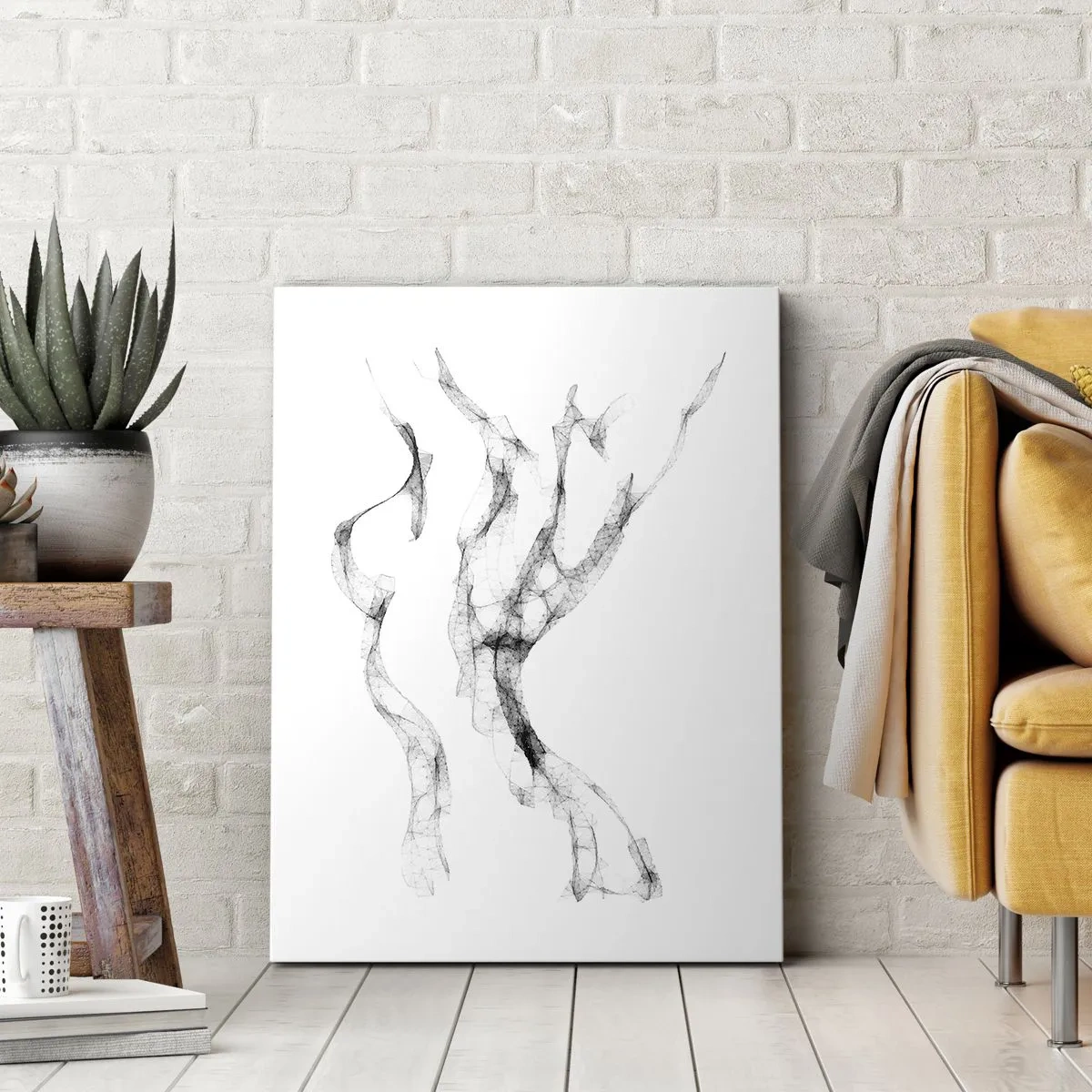 Quadro su tela - Stampe su Tela - Linee delicate e astratte che ricordano scie di fumo su uno sfondo chiaro - 50x70cm - Bella e forte - Decorazione murale moderna per soggiorno e camera da letto ARTTOR