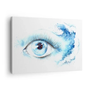 Quadro su tela - Stampe su Tela - Acquerello artistico di un occhio con un'onda dinamica - 70x50cm - Immergersi nell'azzurro dello sguardo - Decorazione murale moderna per soggiorno e camera da letto ARTTOR