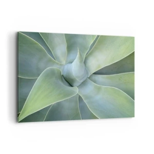 Quadro su tela - Stampe su Tela - Foglie di agave delicate in tonalità di verde - 100x70cm - La nascita del verde - Decorazione murale moderna per soggiorno e camera da letto ARTTOR