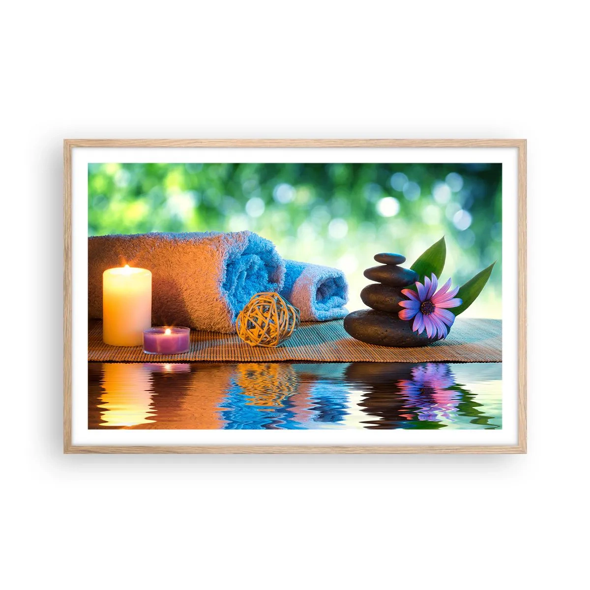 Poster in cornice rovere chiaro - Tempo per il corpo - 91x61 cm