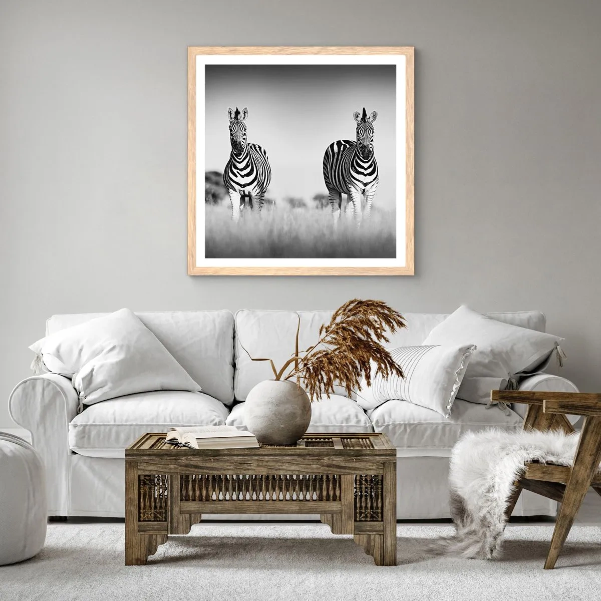 Poster in cornice rovere chiaro - E tuttavia il mondo è bianco e nero - 60x60 cm
