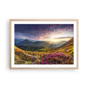 Poster in cornice rovere chiaro - La freschezza di un mattino sui monti - 70x50 cm