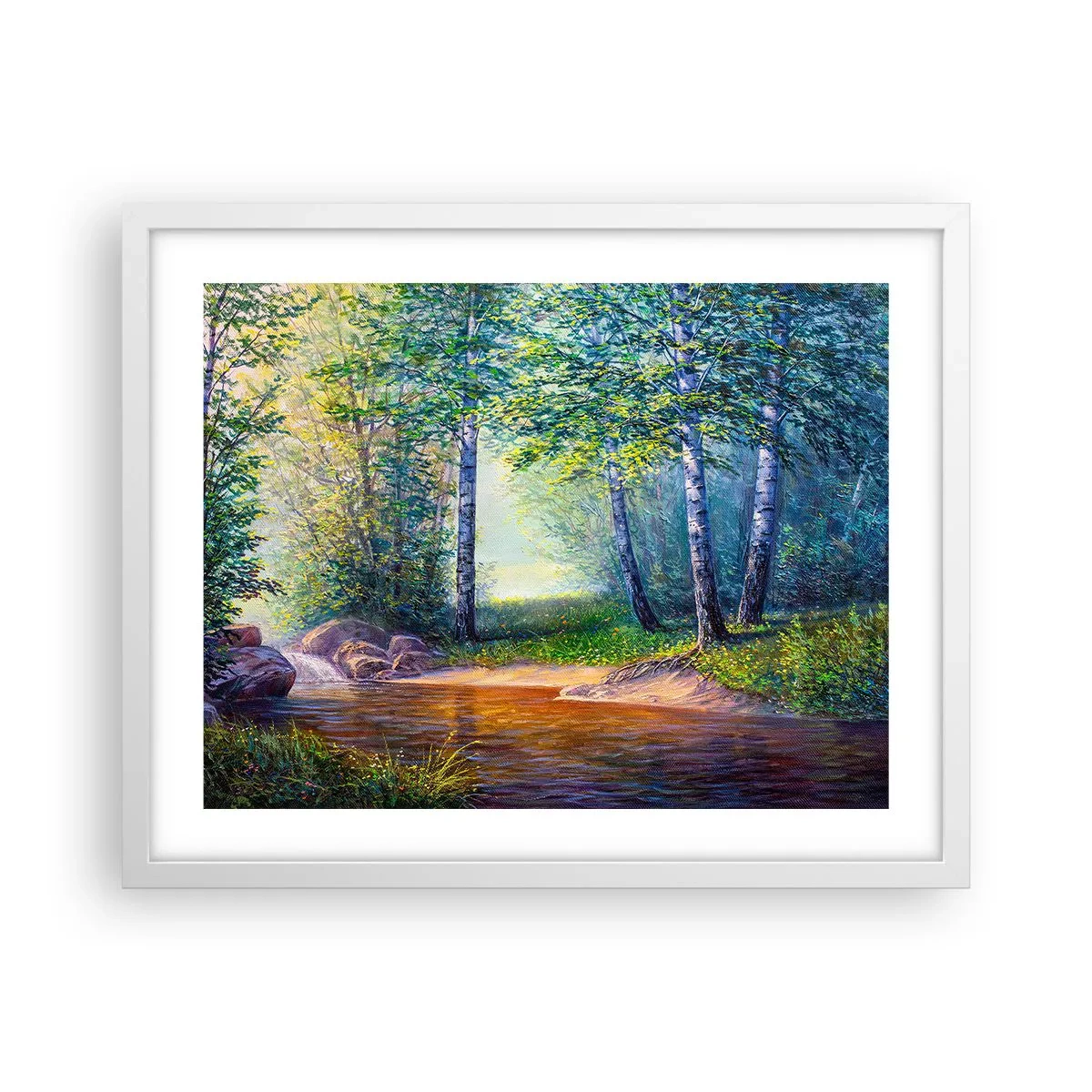 Poster in cornice bianca - Scena di beatitudine - 50x40 cm
