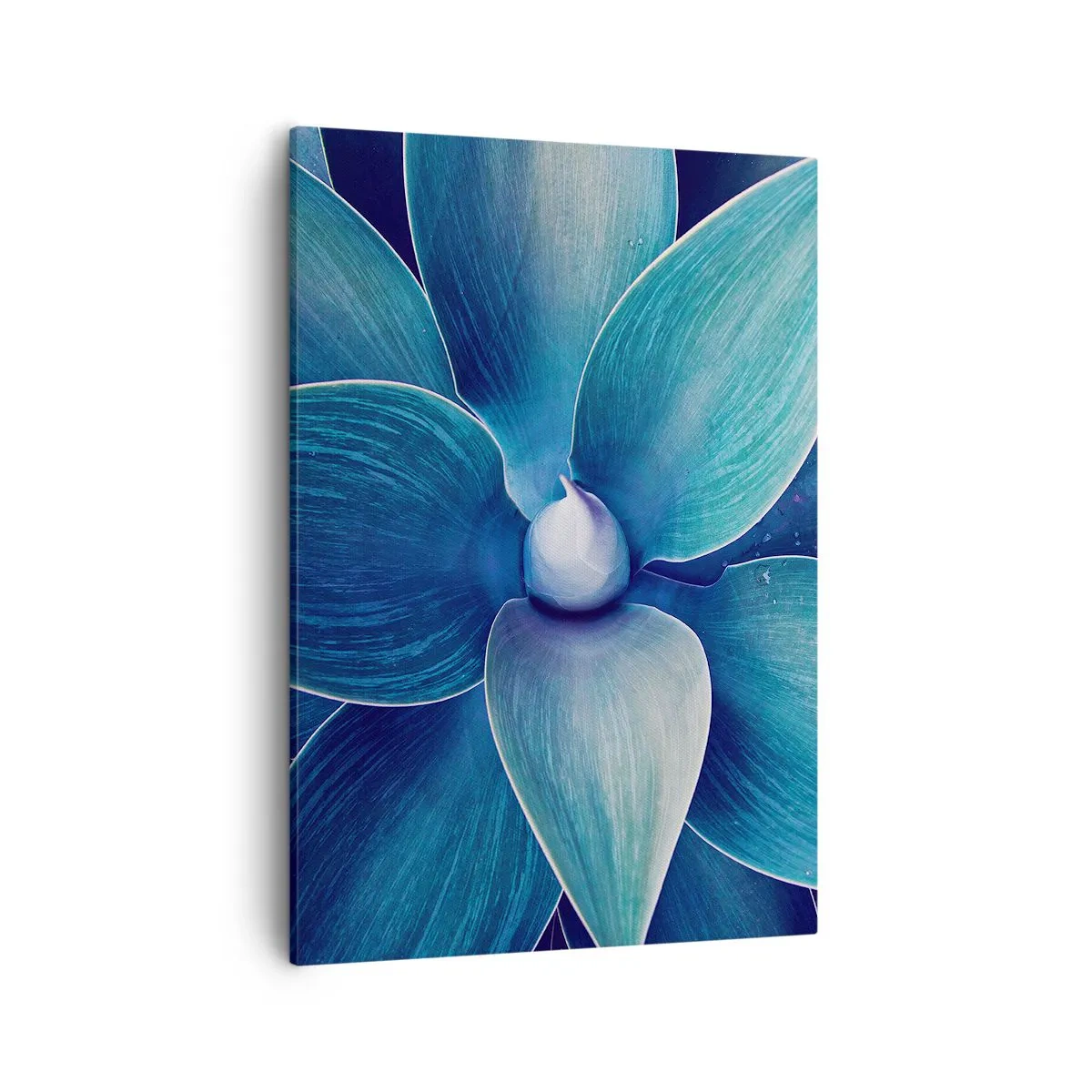 Quadro su tela - Stampe su Tela - Primo piano di un fiore astratto nei toni del blu - 50x70cm - Imbluito dal sole - Decorazione murale moderna per soggiorno e camera da letto ARTTOR