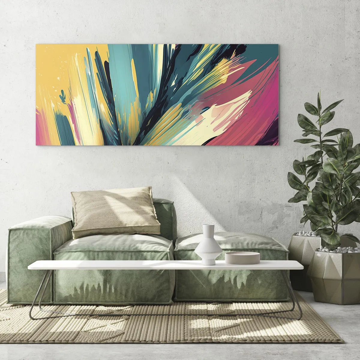 Quadro su vetro - Composizione: esplosione di gioia - 100x40 cm