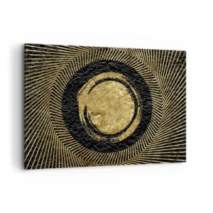 Quadro su tela - Stampe su Tela - Composizione geometrica in nero e oro con raggi - 120x80cm - Composizione glamour - Decorazione murale moderna per soggiorno e camera da letto ARTTOR