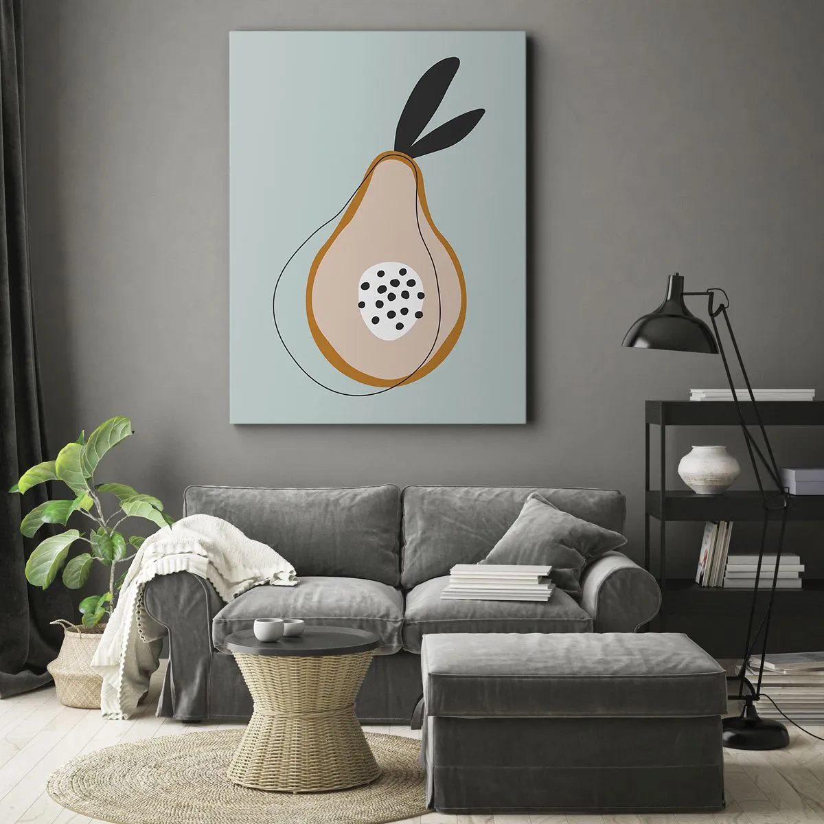 Quadro su tela - Stampe su Tela - Pera astratta su sfondo chiaro - 50x70cm - Penetrare la natura delle cose - Decorazione murale moderna per soggiorno e camera da letto ARTTOR