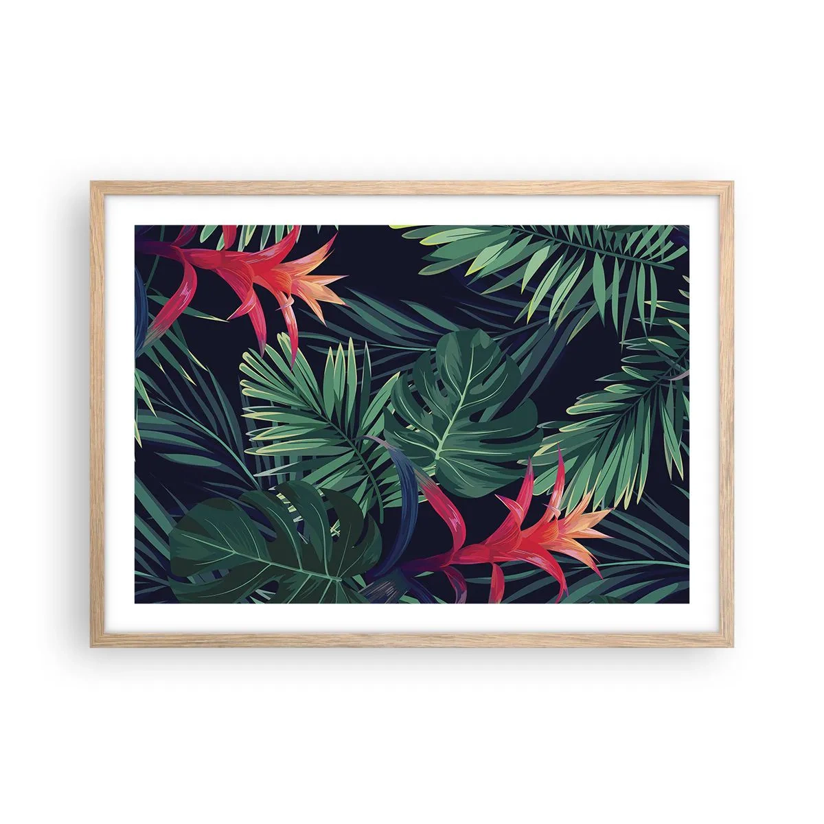 Poster in cornice rovere chiaro - Fiammante nel verde - 70x50 cm