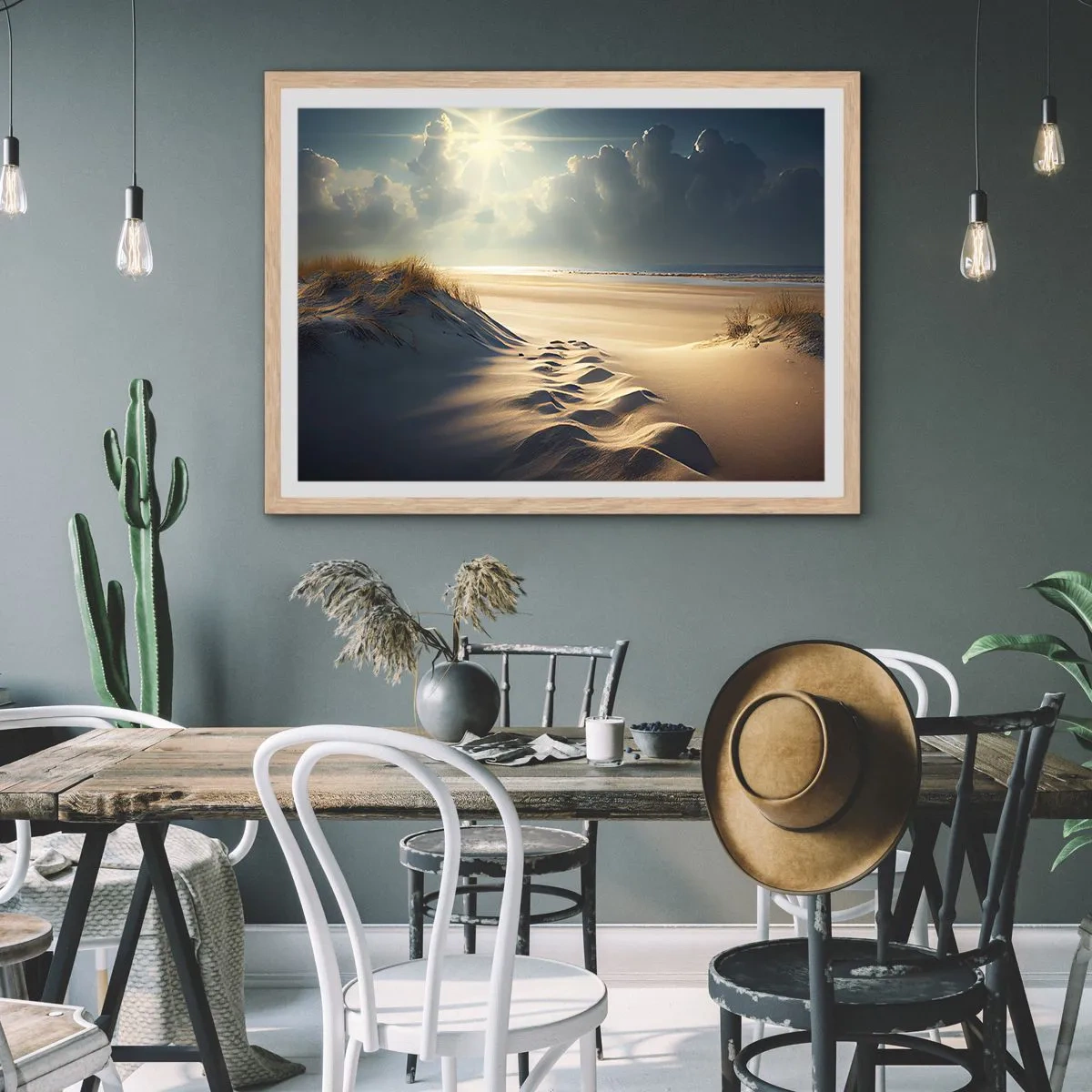 Poster in cornice rovere chiaro - Paesaggio rilassante - 50x40 cm