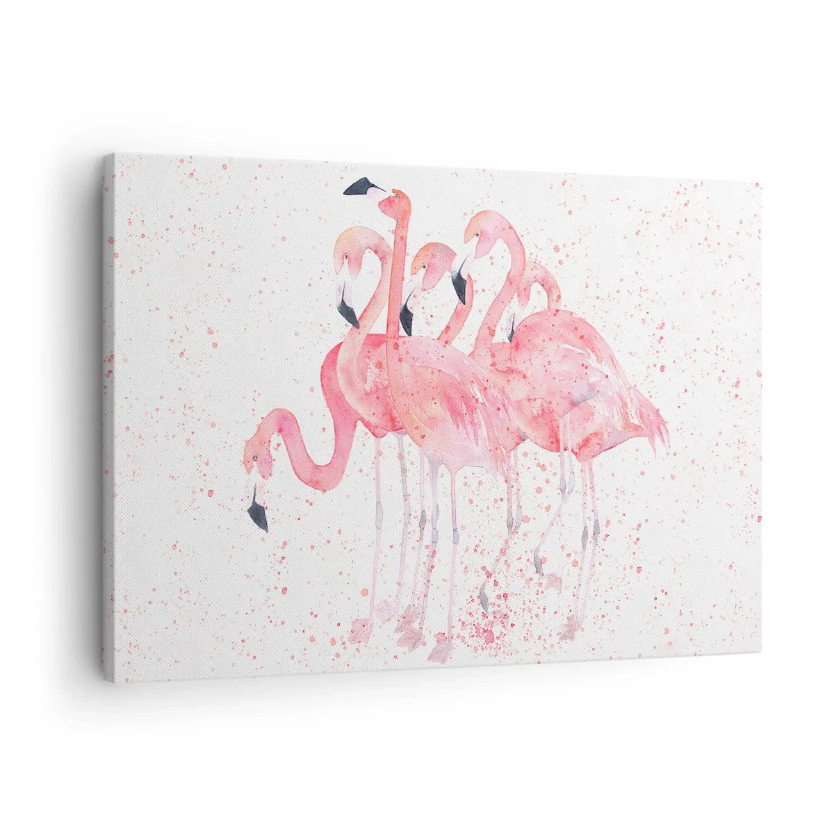 Quadro su tela - Stampe su Tela - Fenicotteri rosa in stile acquerello artistico - 70x50cm - Gruppo in rosa - Decorazione murale moderna per soggiorno e camera da letto ARTTOR
