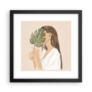 Poster in cornice nera - Misterioso ritratto con ventaglio - 30x30 cm