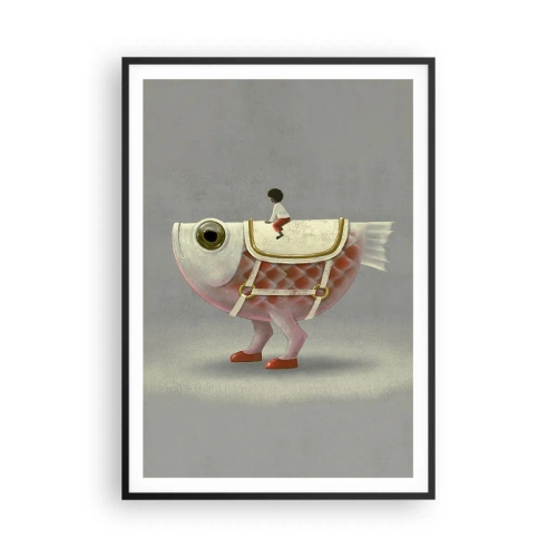 Poster in cornice nera - Il cavaliere del pesce - 70x100 cm