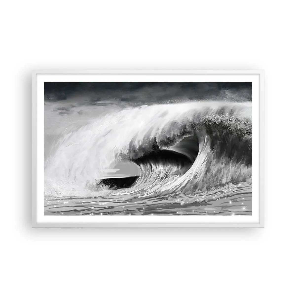 Poster in cornice bianca - La furia dell'oceano - 91x61 cm