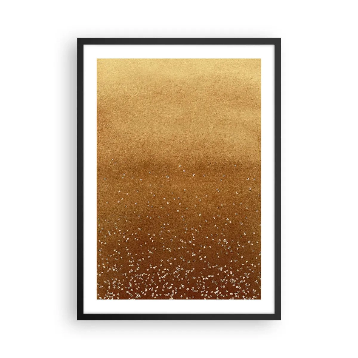 Poster in cornice nera - Gradiente dorato con piccoli elementi scintillanti - 50x70cm - La nascita della luce - Decorazione murale moderna per soggiorno e camera da letto ARTTOR