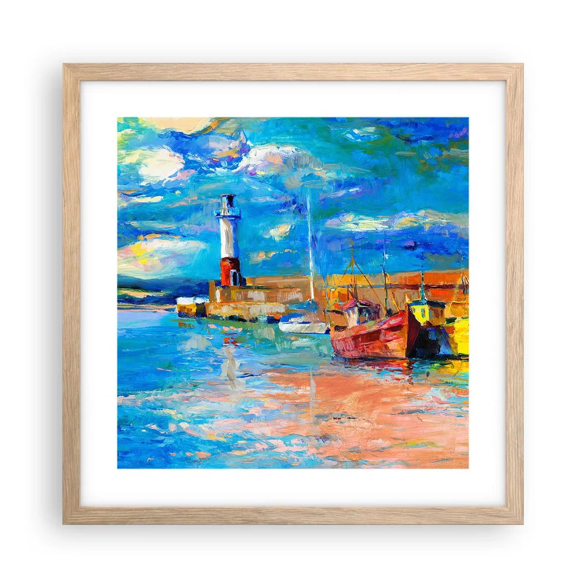 Poster in cornice rovere chiaro - Pomeriggio nell'insenatura multicolore - 40x40 cm