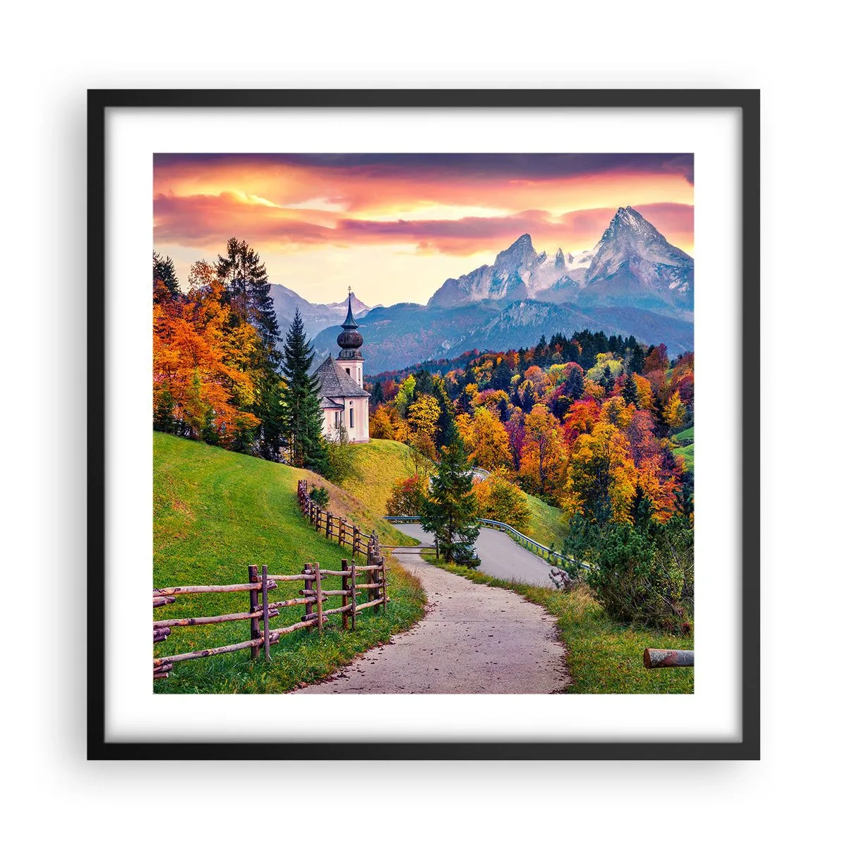 Poster in cornice nera - Un paesaggio come dipinto - 50x50 cm