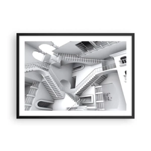 Poster in cornice nera - Una composizione astratta di scale in una disposizione spaziale surrealista - 70x50cm - Il paradosso dello spazio - Decorazione murale moderna per soggiorno e camera da letto ARTTOR