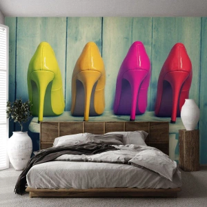 Fotomurali Standard Eco - A passeggio sull'arcobaleno - Moda, Donna, Scarpe da donna - 350x256 cm