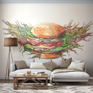 Fotomurali Premium Canvas - Una tentazione calda - Gastronomia, Hamburger, Culinario - 400x280 cm