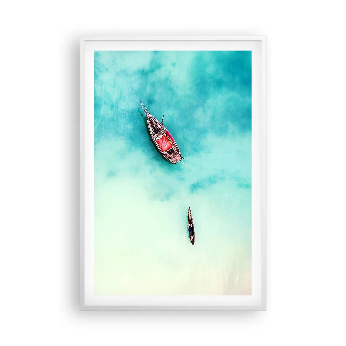 Poster in cornice bianca - Nelle spiagge di Zanzibar, quando c'è troppa acqua... - 61x91 cm