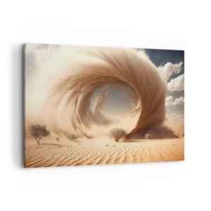 Quadro su tela - Stampe su Tela - Vortice di sabbia dinamico in un deserto con alberi - 100x70cm - Il portale è aperto - Decorazione murale moderna per soggiorno e camera da letto ARTTOR