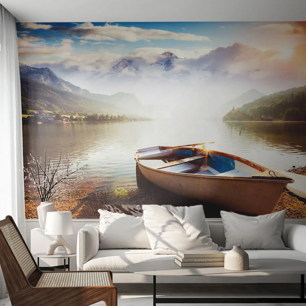 Fotomurali Premium Canvas - Sull'acqua grande e pura - Paesaggio, Lago, Montagne - 350x256 cm