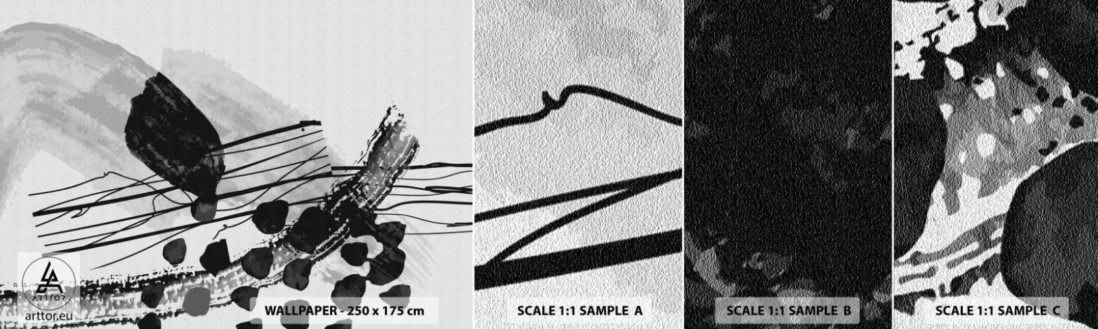 Campione Di Fotomurale Standard Eco - Astrazione organica in bianco e nero - Astrazione, Moderno, Pezzo - 100x30 cm