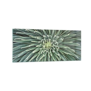 Quadro su vetro - Disposizione simmetrica di foglie verdi che ricordano una stella - 120x50cm - La nascita delle stelle - Decorazione murale moderna per soggiorno e camera da letto ARTTOR