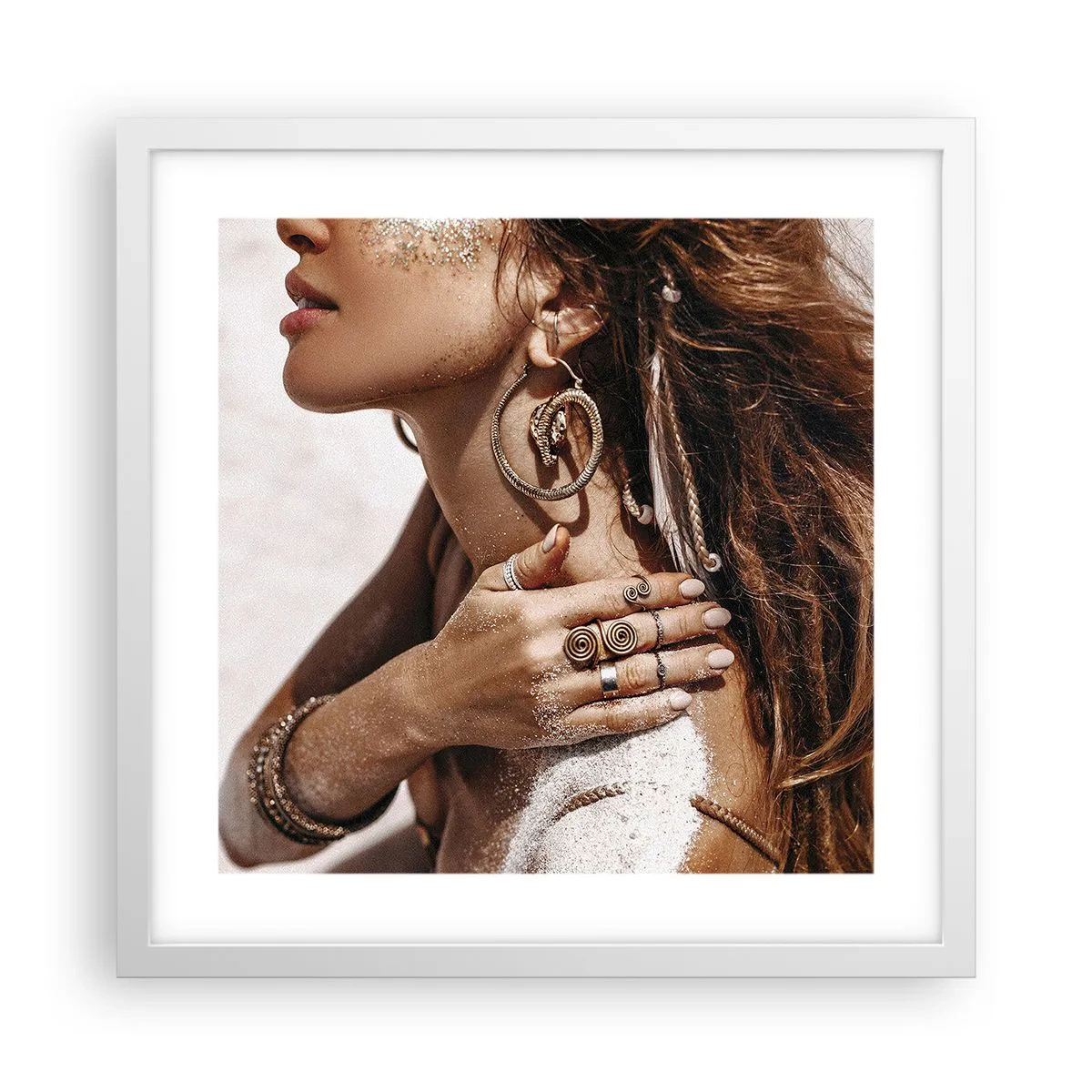 Poster in cornice bianca - Regina della spiaggia selvatica - 40x40 cm